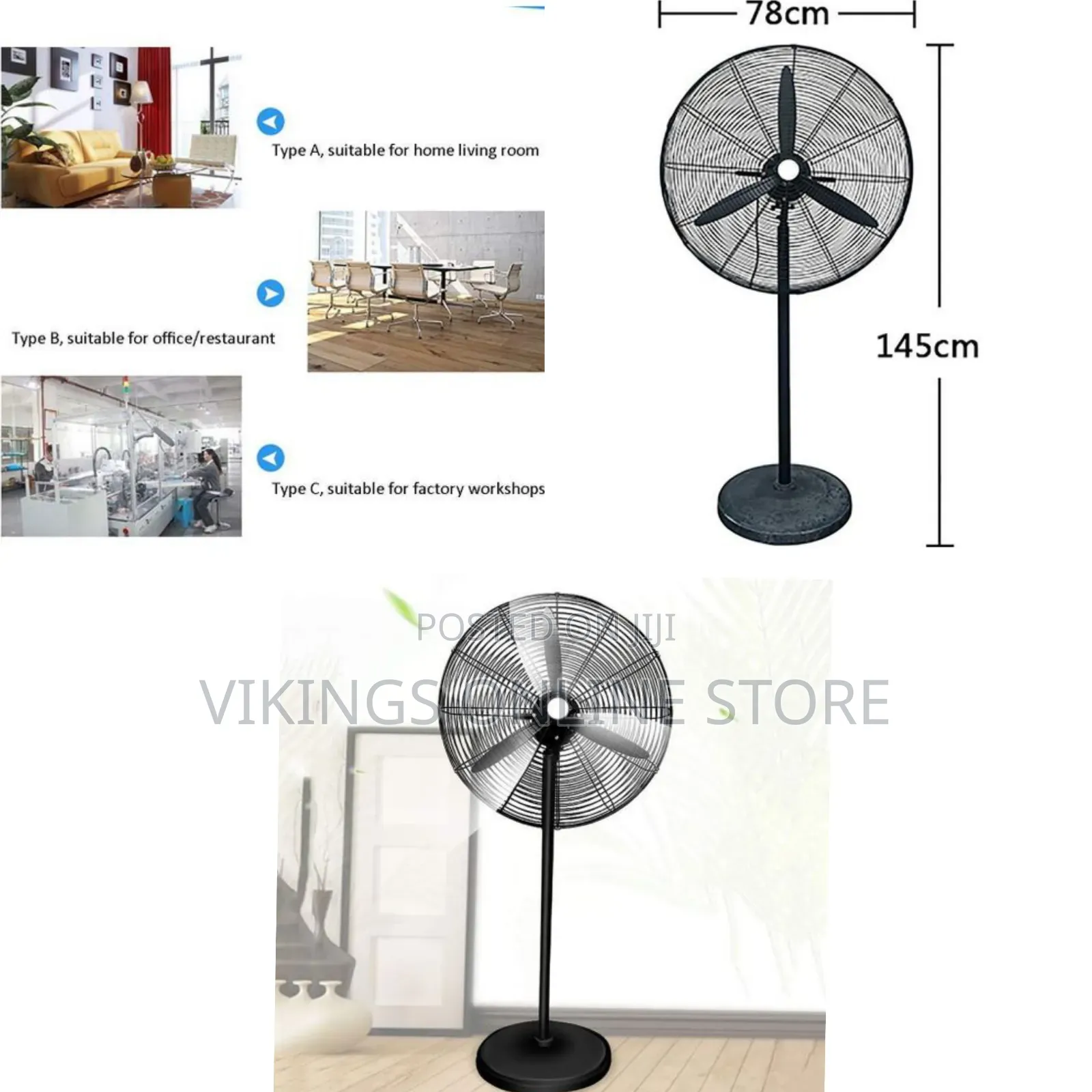 FS750 26inch/750mm 280W Copper Motor Industrial Electric Fan Factory