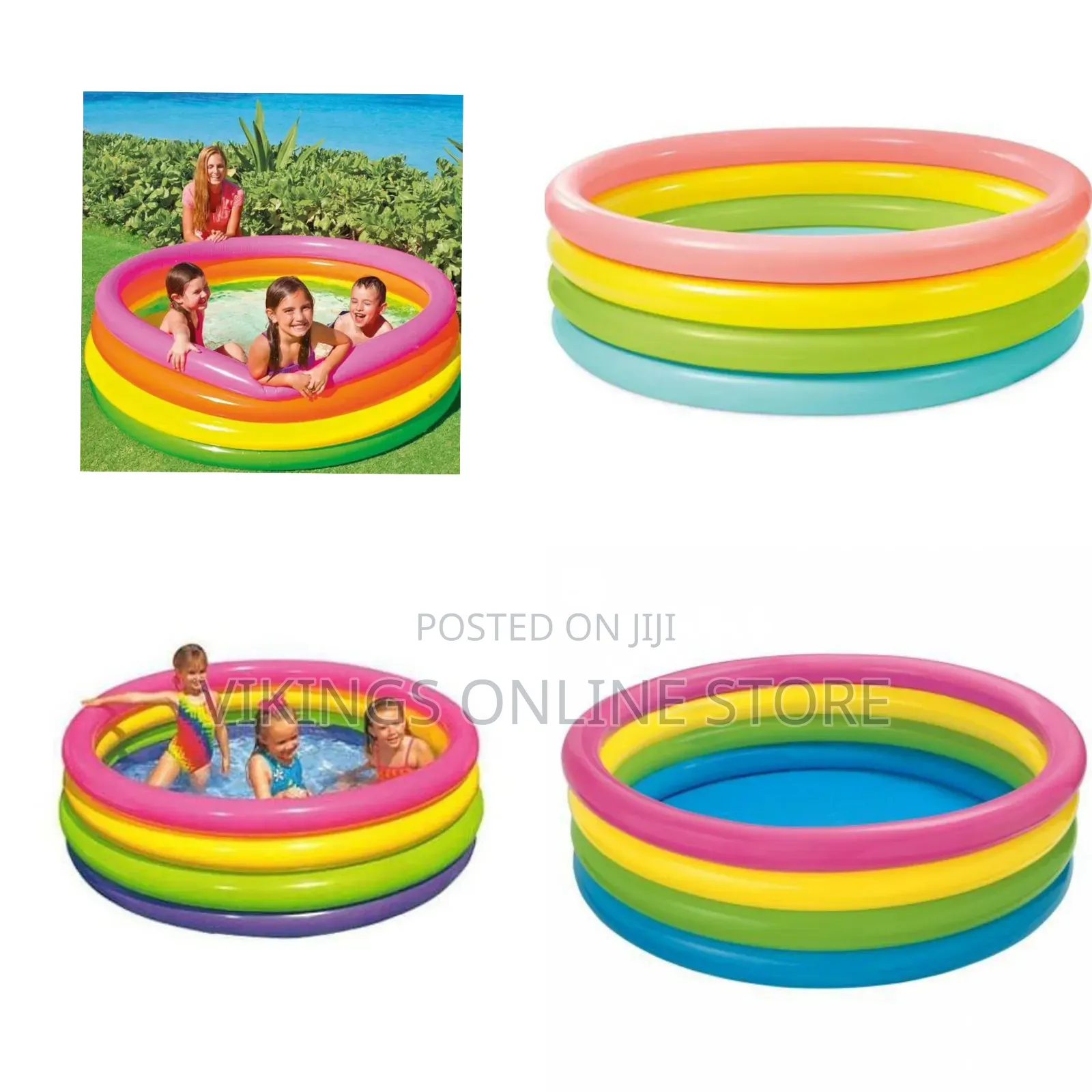 Portable Intex Round Wet Set Kiddie Pool, 66" X 18" Collection Rainbow