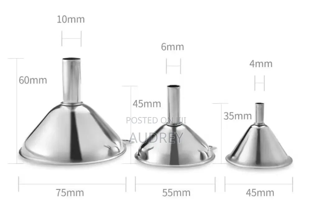 3 Piece Stainless Steel Funnel Set With Cleaning Brush