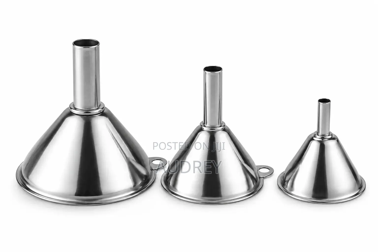 3 Piece Stainless Steel Funnel Set With Cleaning Brush