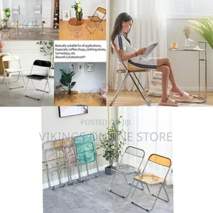 Portable Indoor and Outdoor Leisure Clear Acrylic Folding Chair, Easy