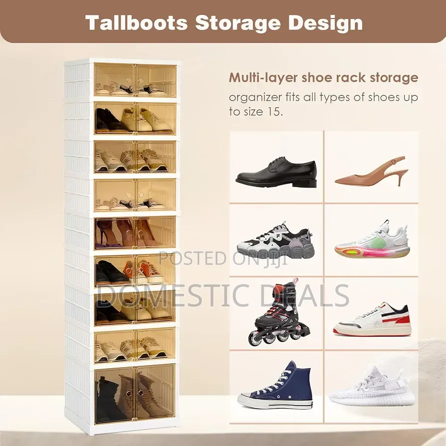 9 Tier Foldable Shoe Rack Organizer