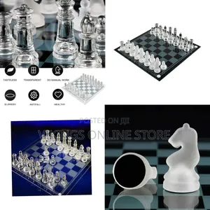 Traditional Glass Frosted Chess Boards Set With Transparent Glass