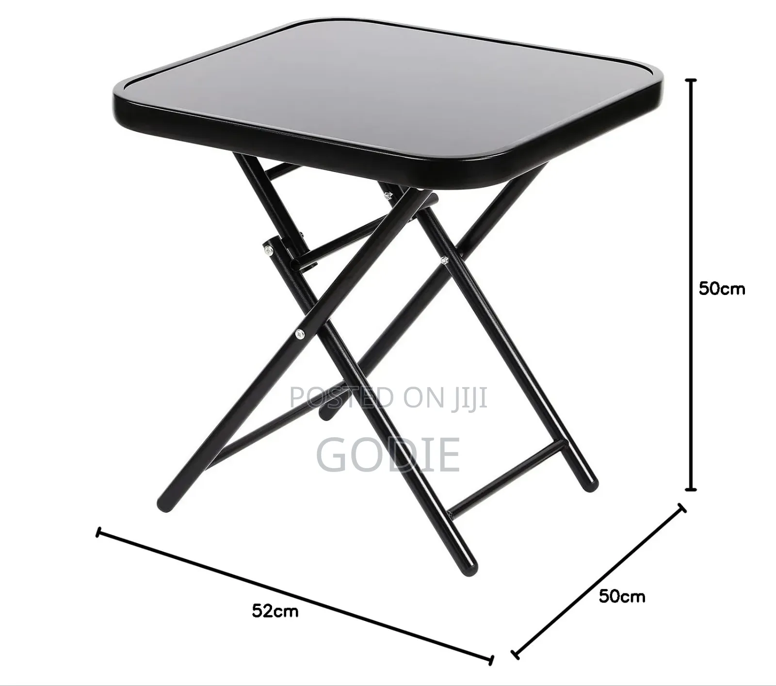 Black Outdoor Garden Table Features a Tempered Glass Top.