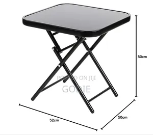 Black Outdoor Garden Table Features a Tempered Glass Top.