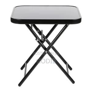 Black Outdoor Garden Table Features a Tempered Glass Top