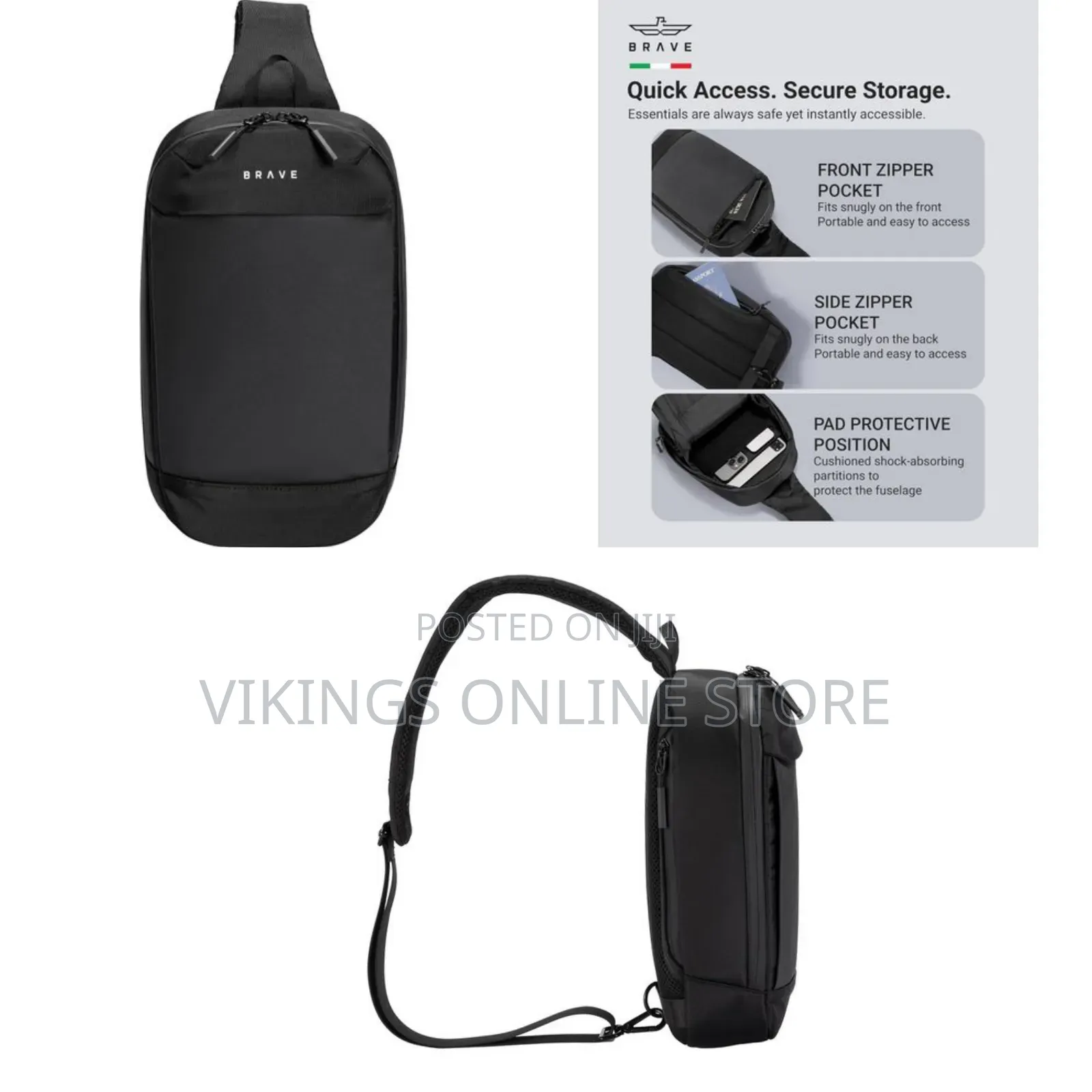 BRAVE Crossbody Sling Tech Pouch for Men Waterproof Ballistic Nylon
