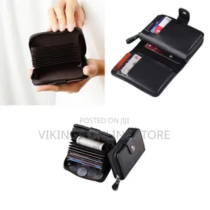 1 Piece of Men Wallet Leather Card Case With External Zipper, 11 Slots