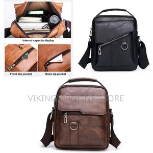 Small Leather Crossbody Messenger Bag for Men Waterproof Scratch