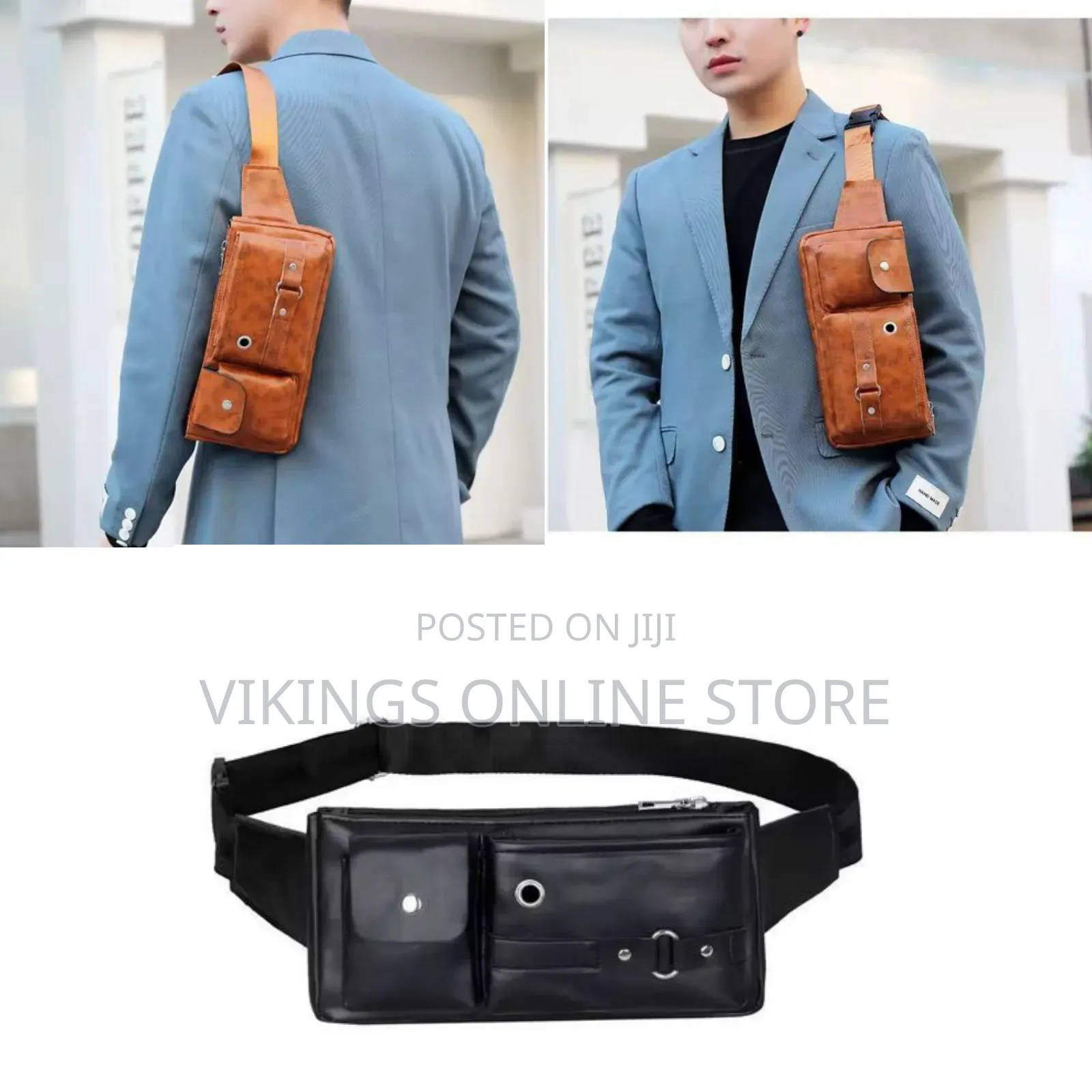 Leather Fanny Pack for Men and Women, Hip Waist Bag for Hiking Running