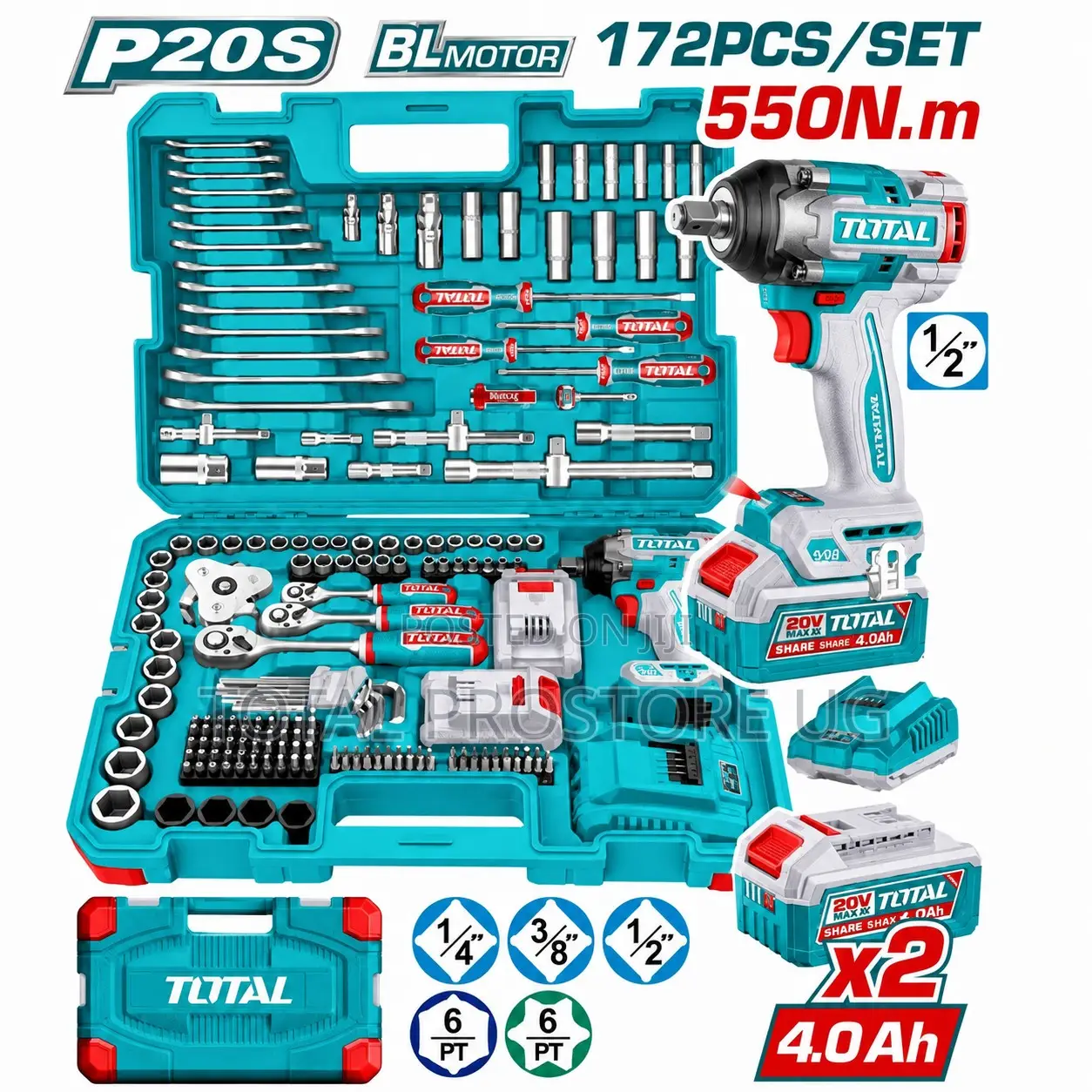 172 PCS Cordless Impact Wrench Tools Set.