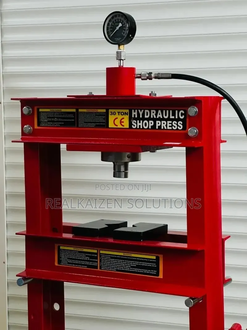 30 Ton H-Frame Hydraulic Shop Press With Integrated Pressure Gauge