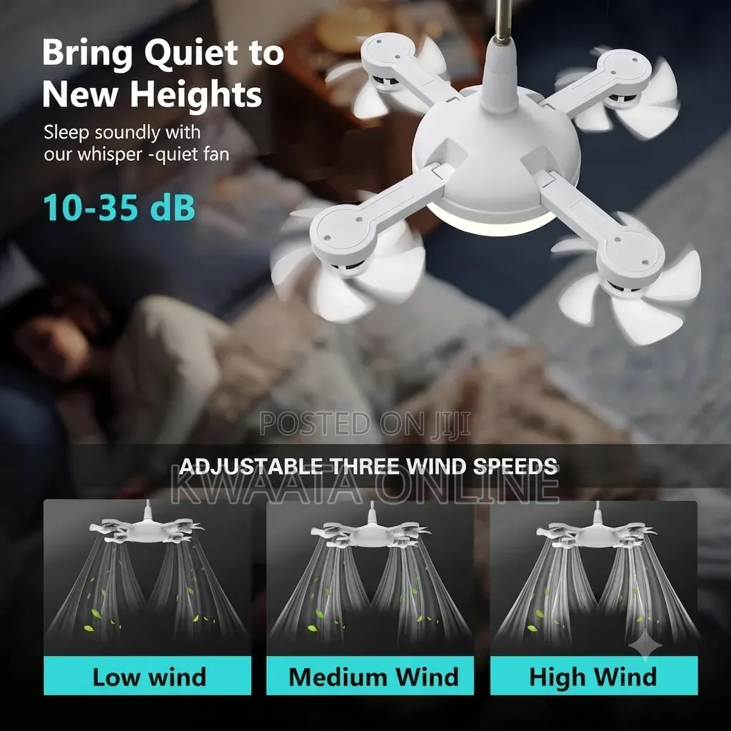 2 in 1 Drone Fan Light, 3 Colors Hanging Fans With Led Lights,(4 Head)