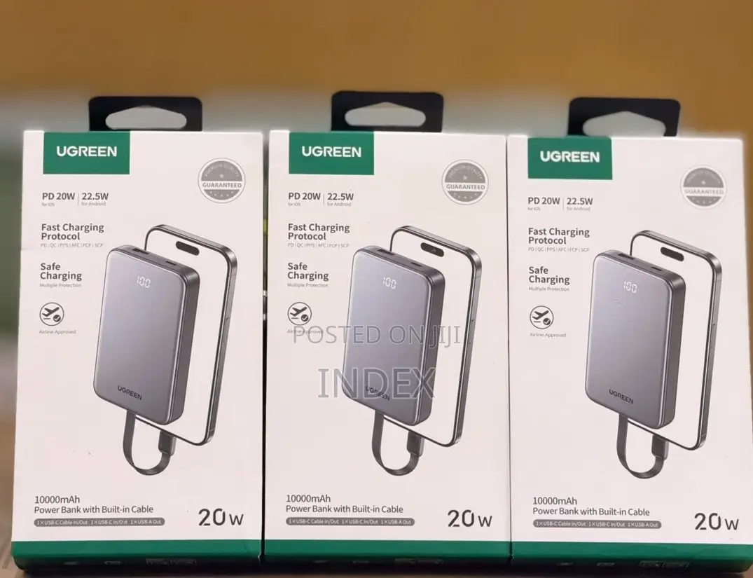Ugreen 10000mah 22.5W Power Bank With Built in USB C Cable