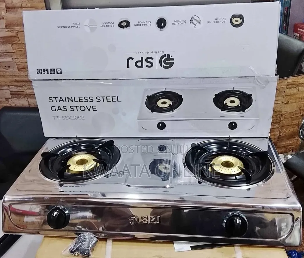 SPJ Gas Stove Double Burner, Stainless Steel Cooker,Automatic Ignition