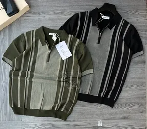 Stylish Knit Polo Shirts. Green, Black, Cream