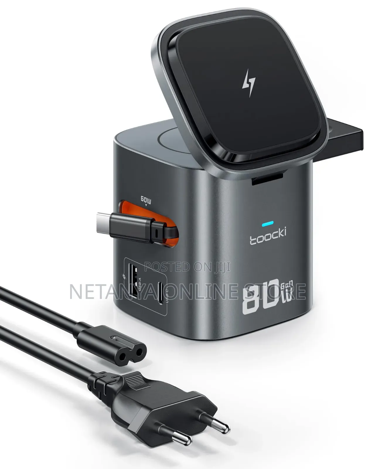 6in1 80W Charging Station With Retractable USB C Cable