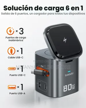 6in1 80W Charging Station With Retractable USB C Cable