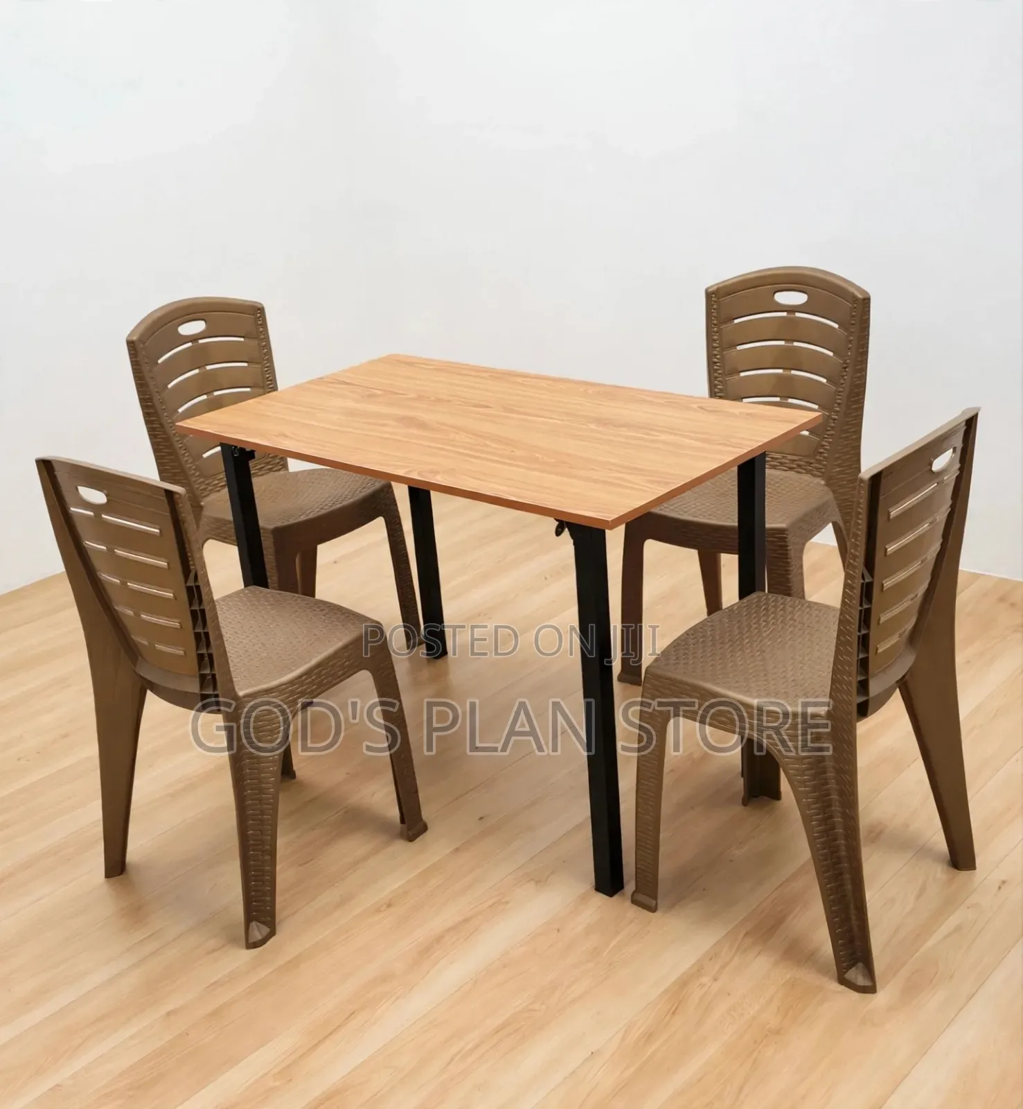4 -Seater Wooden Top Foldable Dining Table and Chairs Set