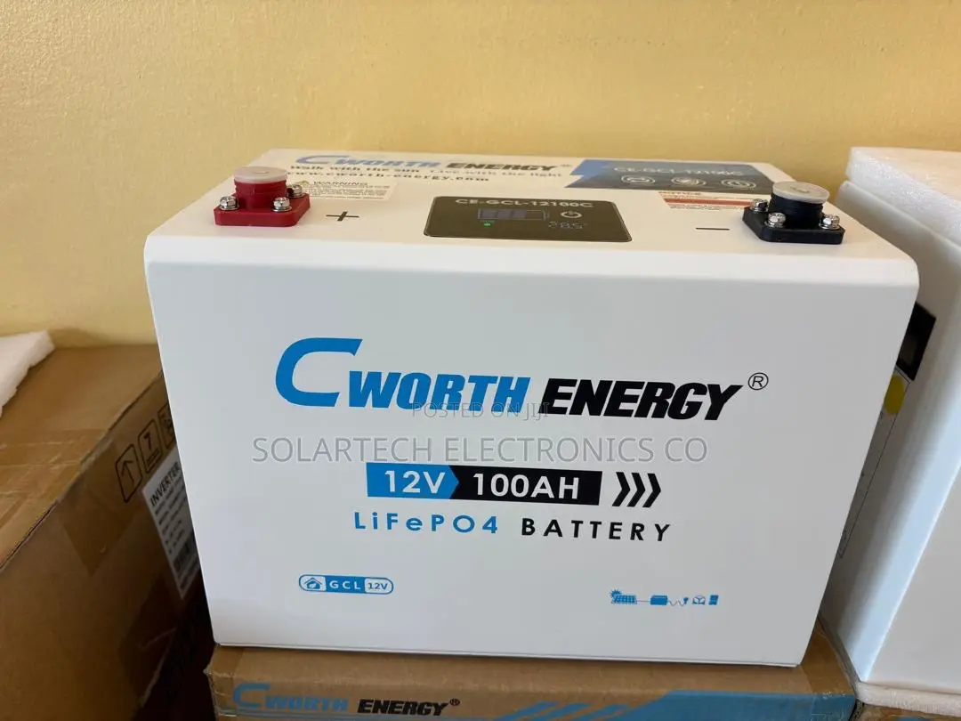 12V 100Ah Cworth Lithium Solar Battery LiFePO4 With LCD Display