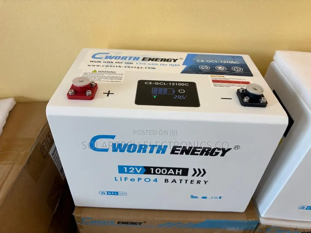 12V 100Ah Cworth Lithium Solar Battery LiFePO4 With LCD Display