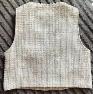 Ladies Chanel Style Tweed Vest With Pearl Trim / Crop Waistcoat Top
