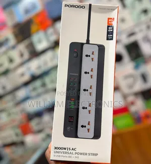 Porodo 3000w 5AC Universal Power Strip With 9 USB Ports