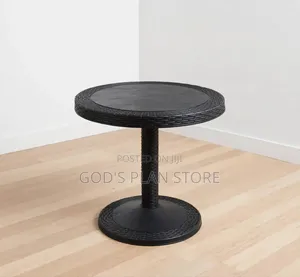 Round Black Rattan Pedestal Plastic Table