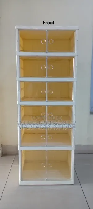 White Plastic Shoe Rack Withfoldable Compartments to Keep Footwear