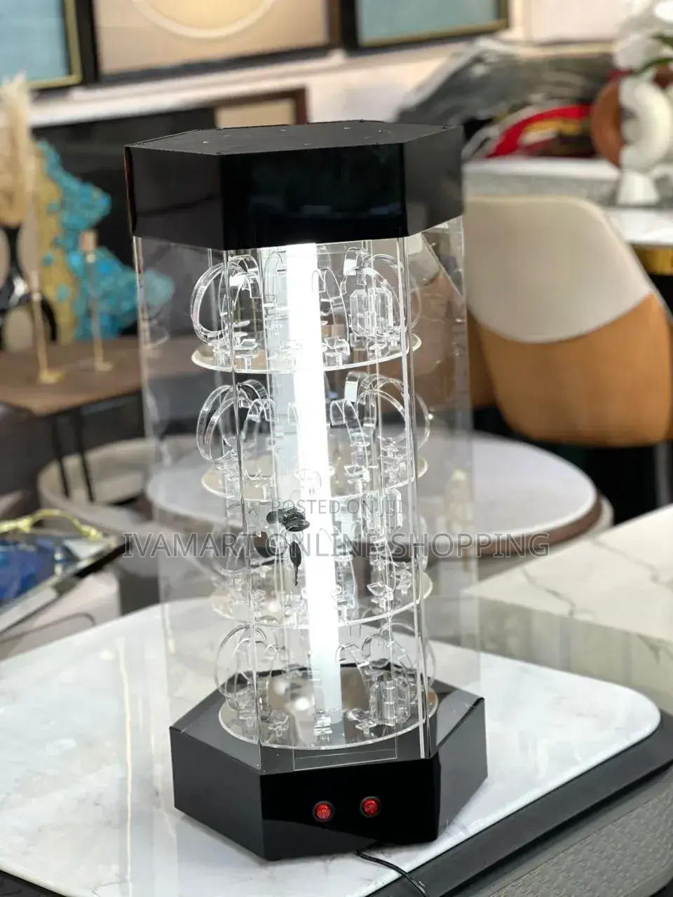 Electric Rotating LED Watch Display Stand
