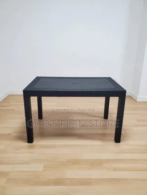 Rectangular Black Rattan Plastic Table Plastic Table 6people for Cafe