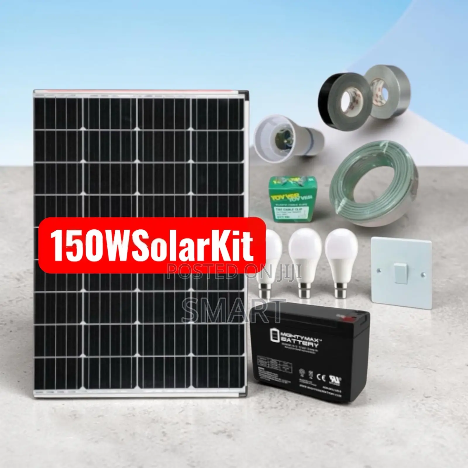 150W Complete Solar Home Lighting Kit – Reliable Off-Grid Power Via