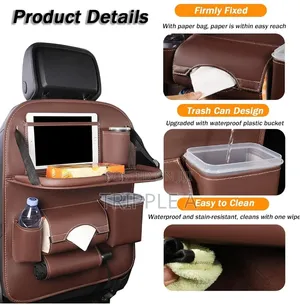 Faux Leather Car Backset Multi-Pocket Folding Organizer