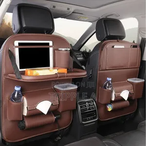 Faux Leather Car Backset Multi-Pocket Folding Organizer