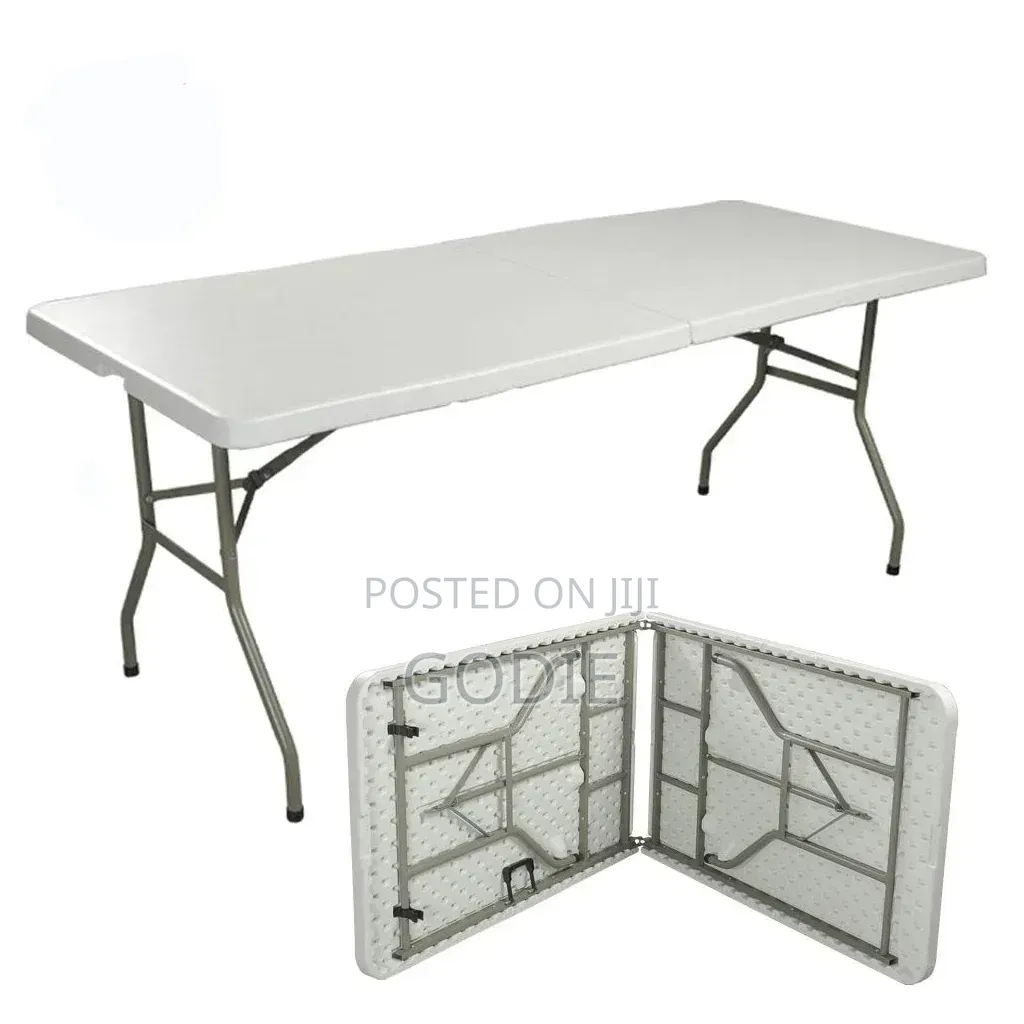 6-Foot Heavy-Duty Plastic Folding Trestle Table.