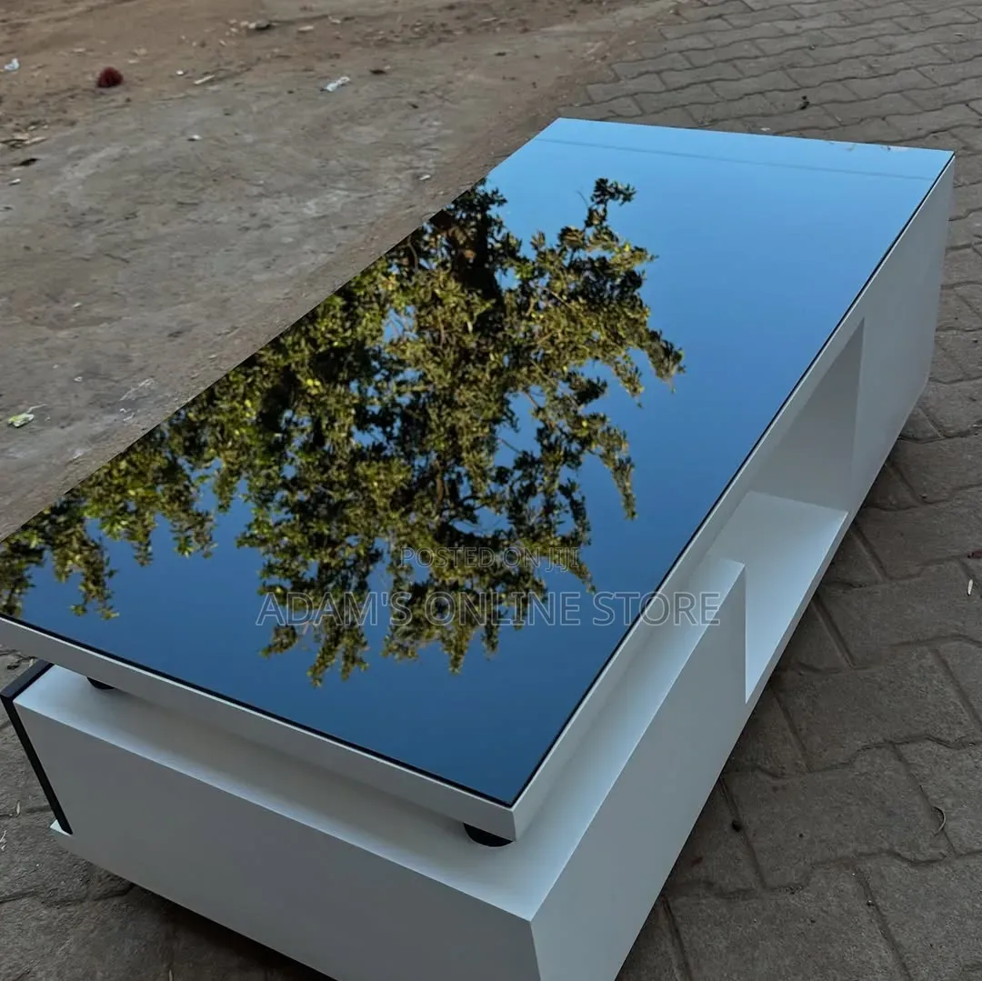 White and Black Glass Center Table