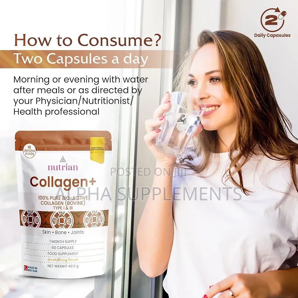 Collagen+ |Bovine Collagen Peptides. 60 Capsules ( 1 Month Supply)