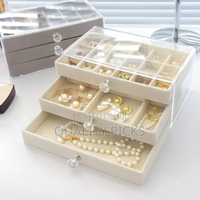 3 Layer Acrylic Jewelry Storage Box With 3 Drawers