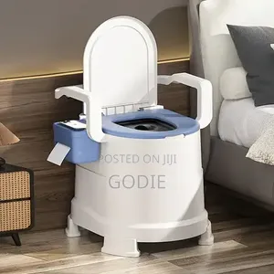 Portable Toilet Chair Features a Built-in Tissue Holder and Armrests.