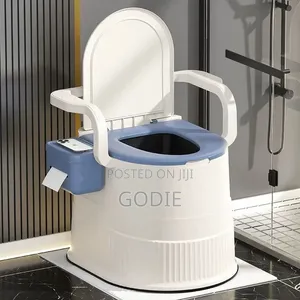 Portable Toilet Chair Features a Built-in Tissue Holder and Armrests.