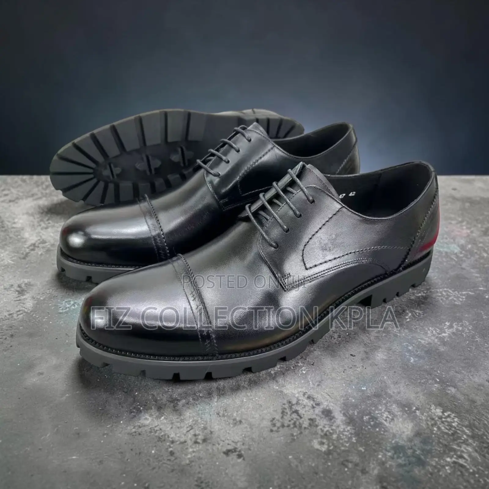 Franco Banetti Original Black Leather Cap Toe Derby Dress Shoes