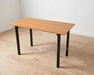 Wooden Foldable Dining Table With Black Strong Metal Legs