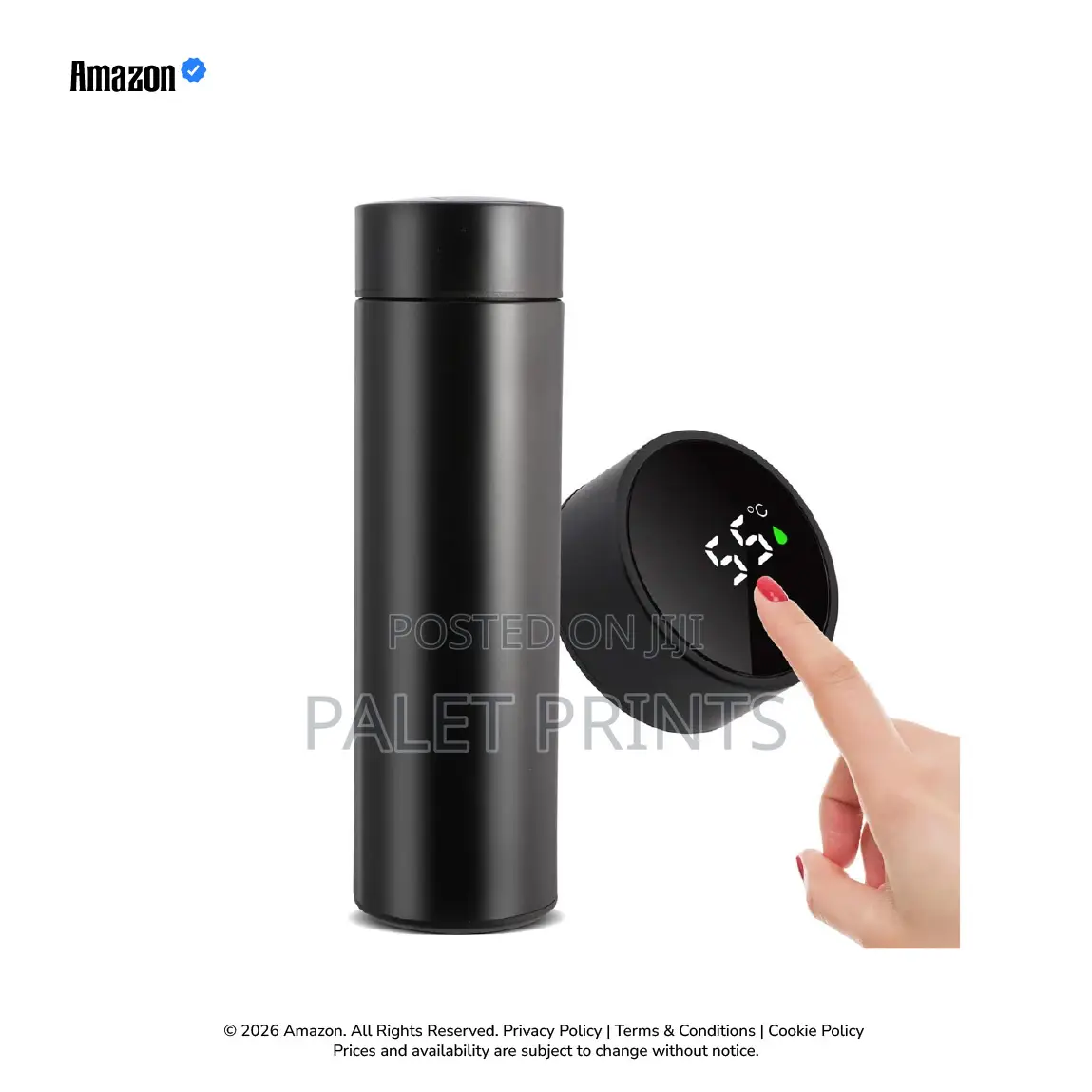 Thermal Water Bottle LED Temperature Display, Black | Smart LED