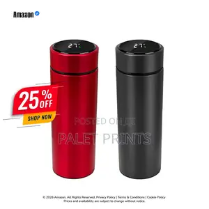 Thermal Water Bottle LED Temperature Display, Black | Smart LED