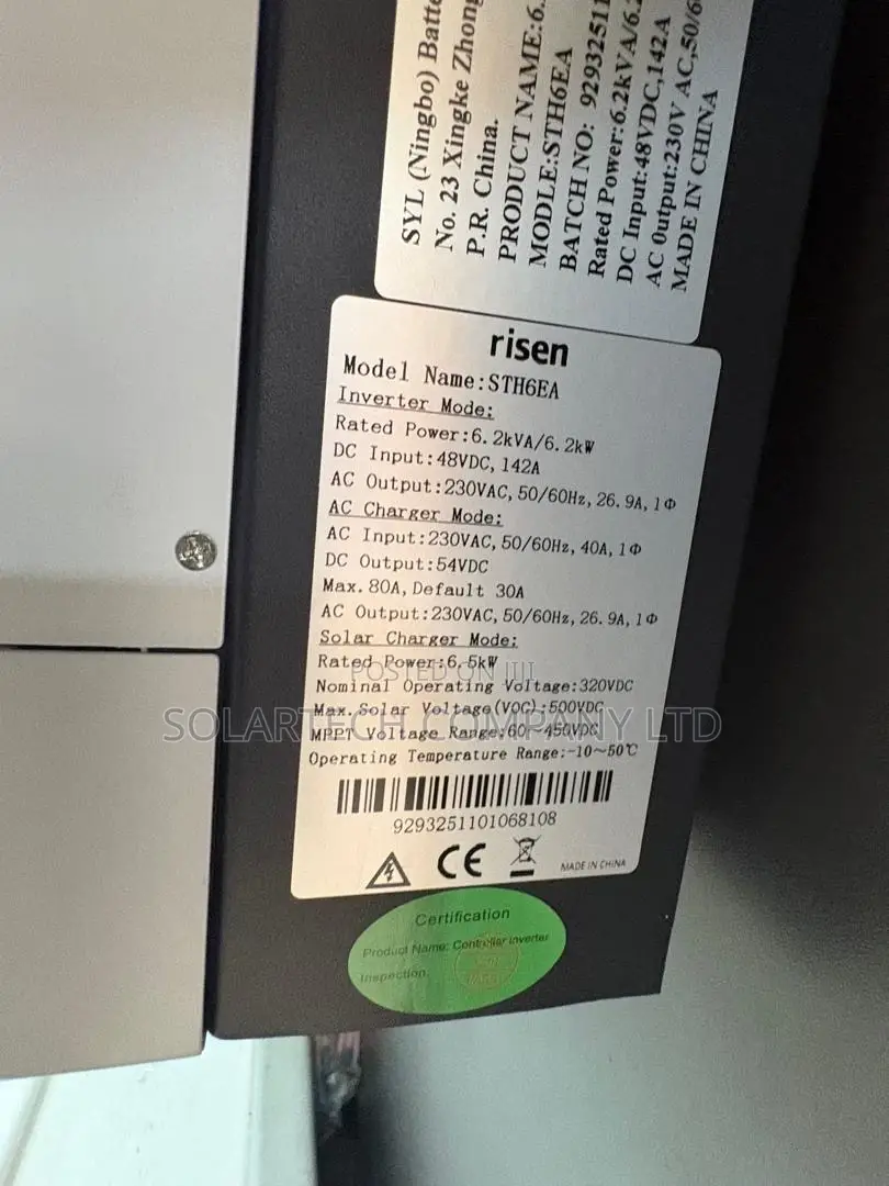 Risen 6.2kVA 6.2kW Hybrid Solar Inverter | 500V MPPT Warranty