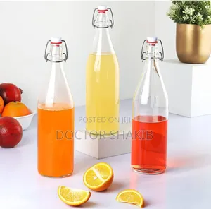 Glass Bottle Set With Airtight Flip Cap
