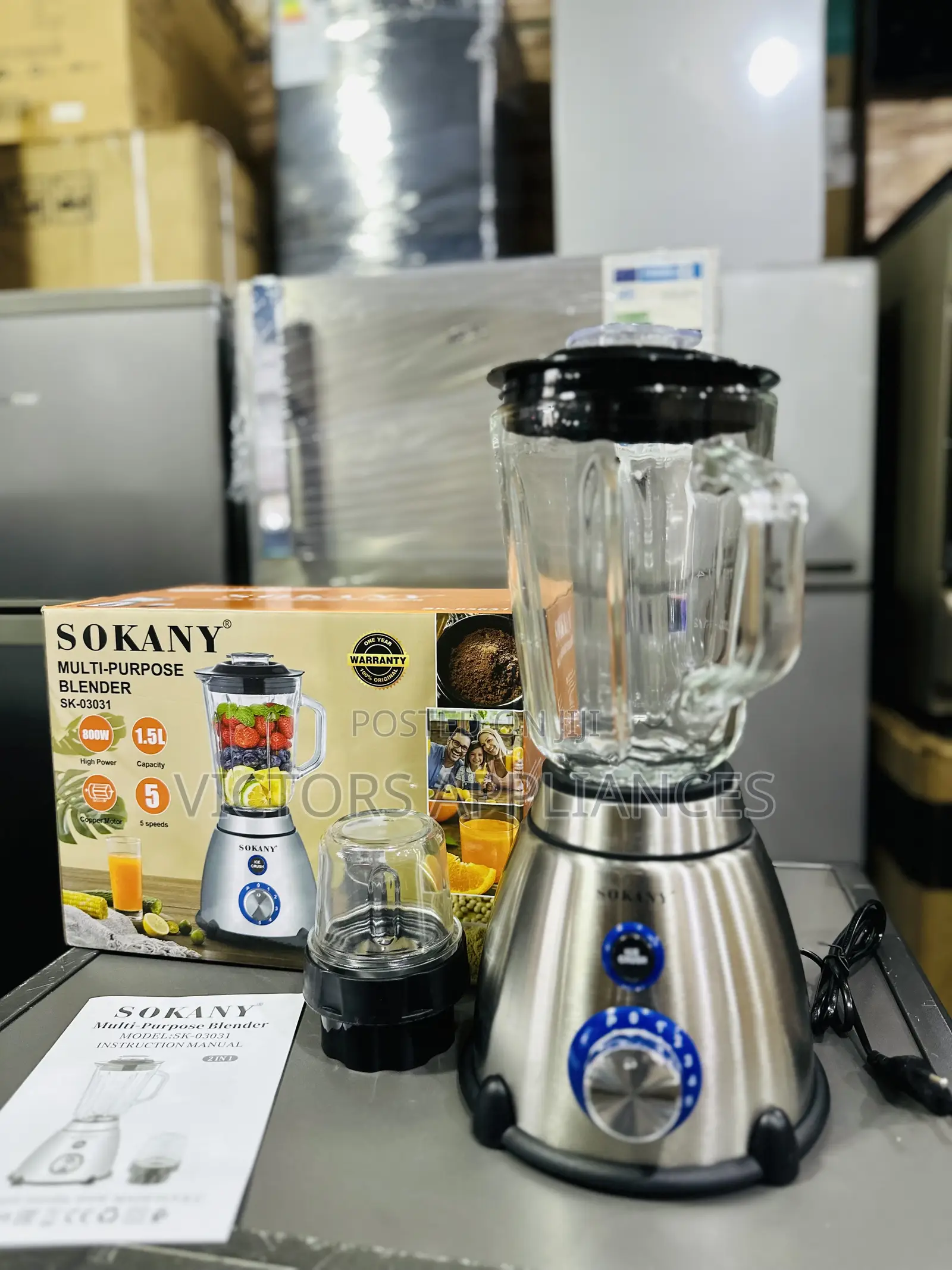 SOKANY 2in1 Blender With Glass Jar