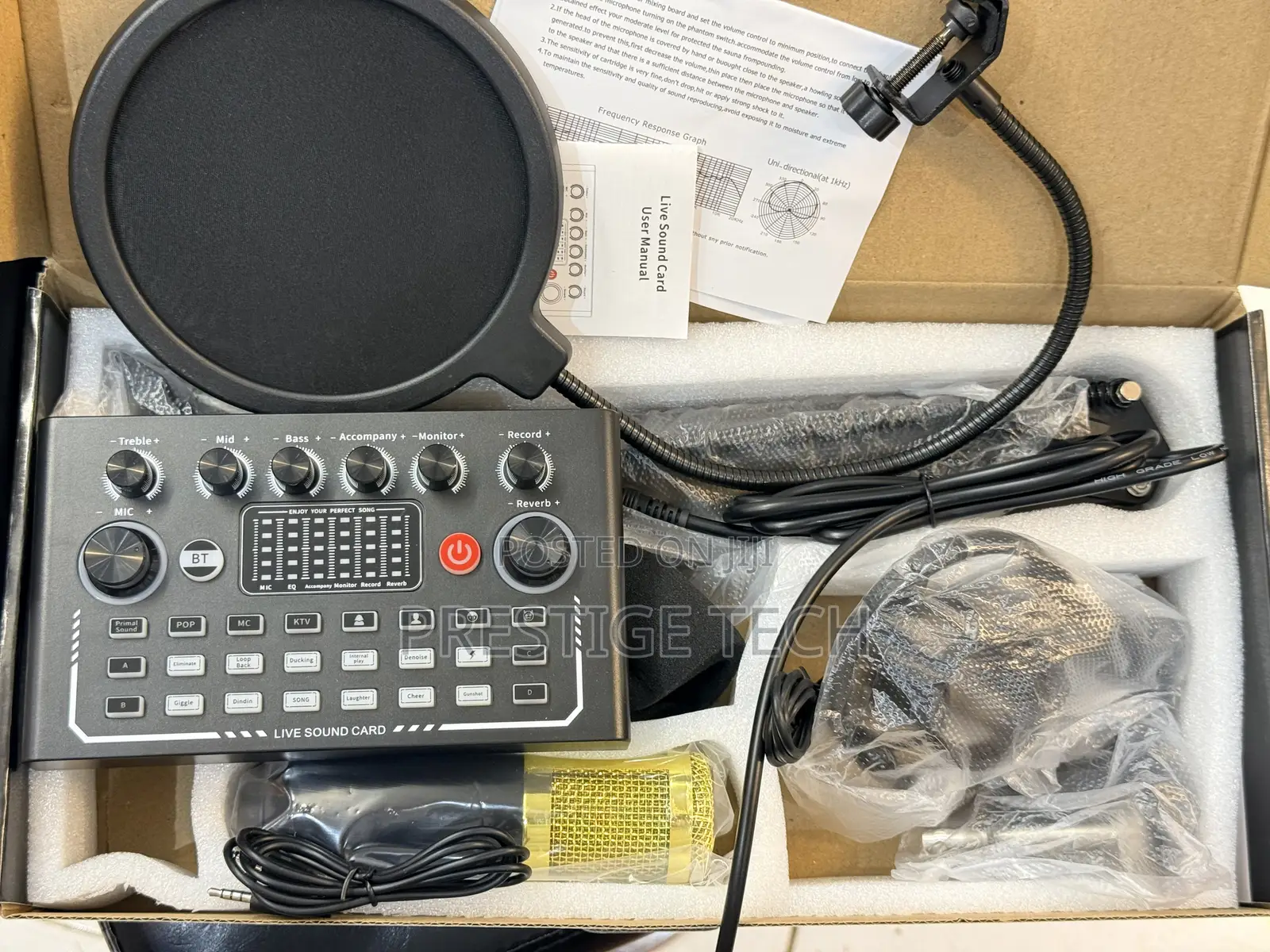 F009 Live Sound Card Set With Microphone, Bluetooth Audio Mixer