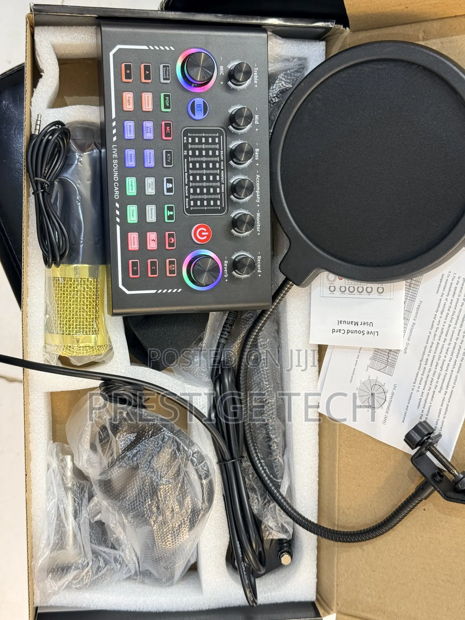 F009 Live Sound Card Set With Microphone, Bluetooth Audio Mixer