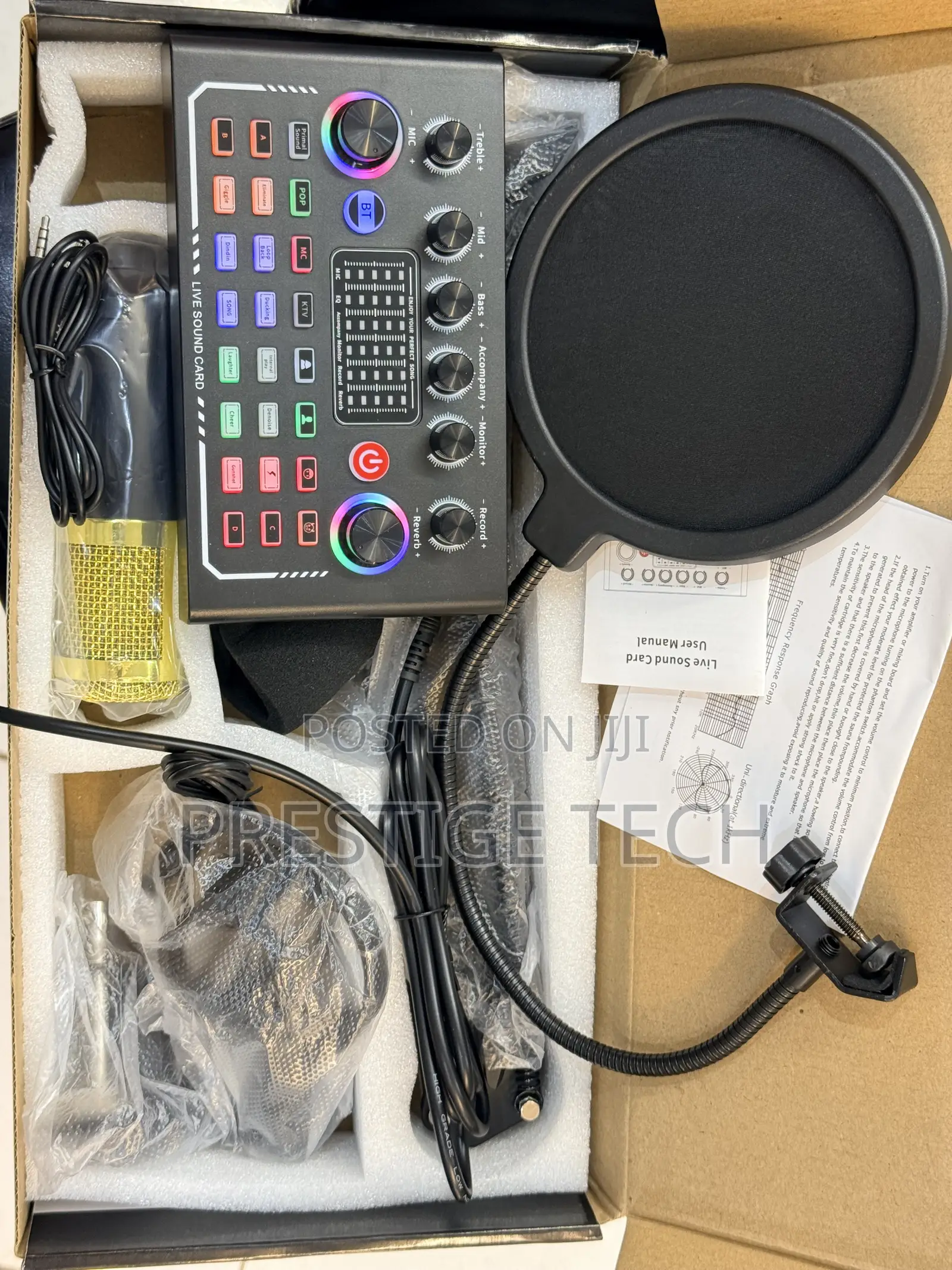 F009 Live Sound Card Set With Microphone, Bluetooth Audio Mixer